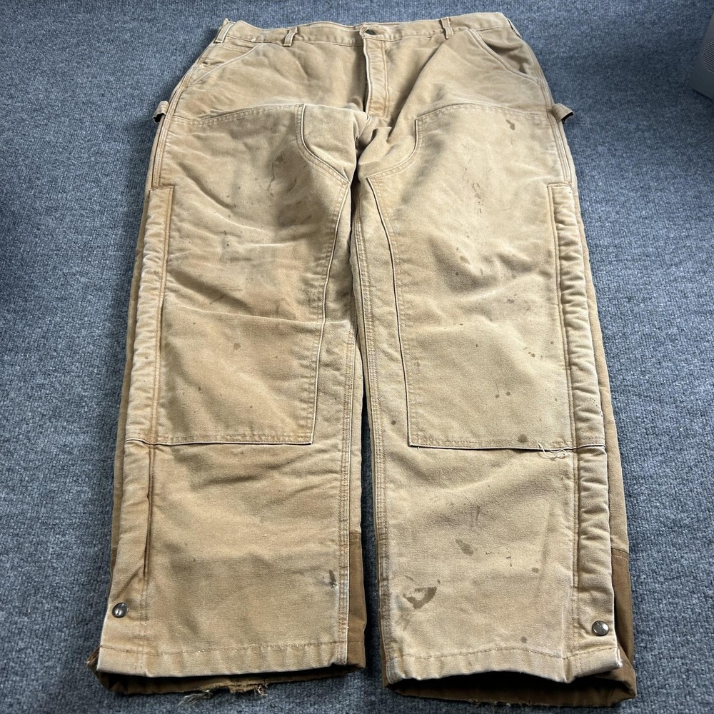 Carhartt Pants Mens 40x30 Brown Insulated Lined Carpenter Workwear Double Knee